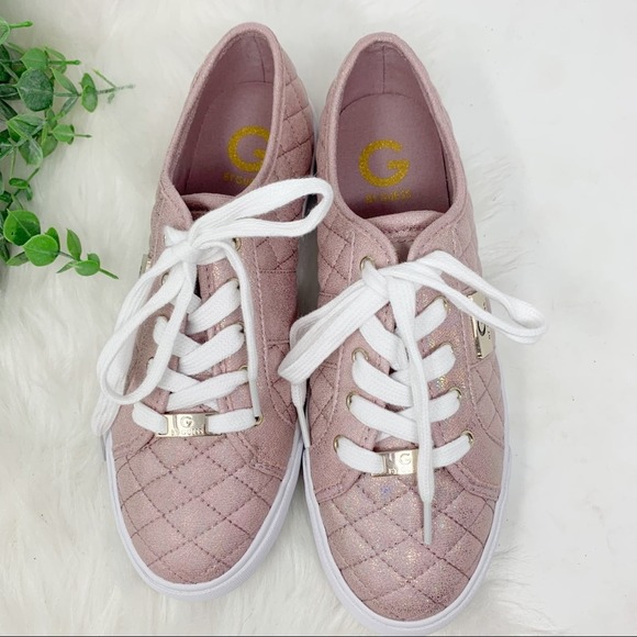 NWT Guess Rosey Pink Shimmer Sneakers backer2 9.5 - Picture 3 of 10